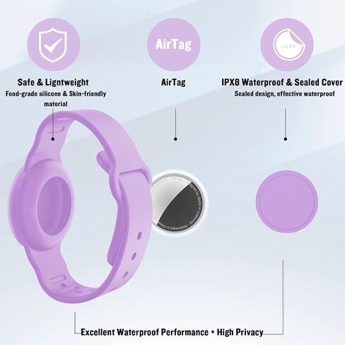 Waterproof AirTag Bracelet for Kids, Hidden Silicone Wristband for AirTag, GPS Tracker Case for Air Tag Holder Strap Band for Child Toddler, Secure Anti-Loss Protection(Black) in Kuwait