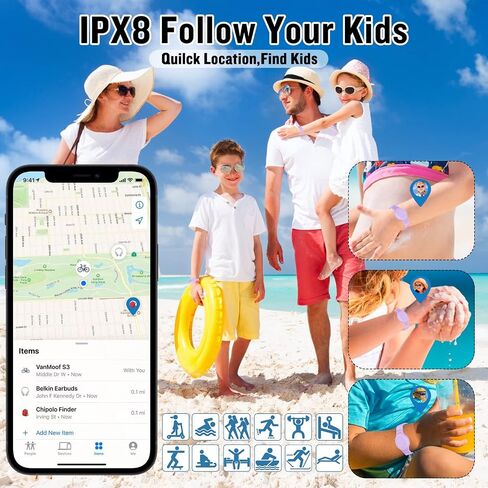 Waterproof AirTag Bracelet for Kids, Hidden Silicone Wristband for AirTag, GPS Tracker Case for Air Tag Holder Strap Band for Child Toddler, Secure Anti-Loss Protection(Black) in Kuwait