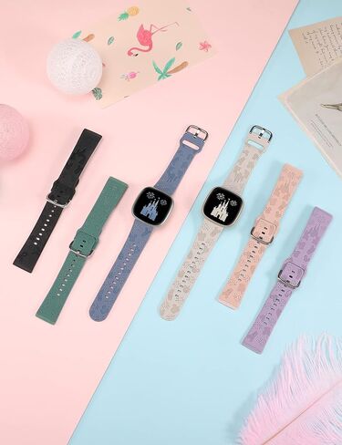 سوار كرتوني منقوش من Girovo متوافق مع Fitbit Versa 4/Versa 3/Sense 2/Sense Bands للنساء والرجال، أشرطة بديلة من السيليكون الناعم، أساور معصم رياضية لطيفة لملحقات ساعة Fitbit Sense in Kuwait