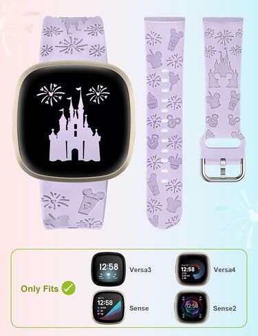 سوار كرتوني منقوش من Girovo متوافق مع Fitbit Versa 4/Versa 3/Sense 2/Sense Bands للنساء والرجال، أشرطة بديلة من السيليكون الناعم، أساور معصم رياضية لطيفة لملحقات ساعة Fitbit Sense in Kuwait