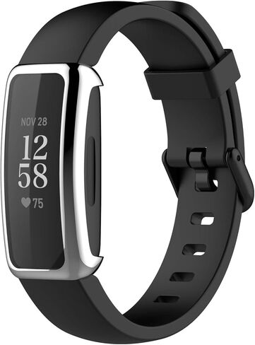 متوافق مع غطاء حافظة Fitbit Inspire 3 وواقي الشاشة، جراب واقٍ فائق النحافة وناعم بغطاء كامل لجهاز Fitbit Inspire 3 لتتبع الصحة واللياقة البدنية (فضي) in Saudi Arabia