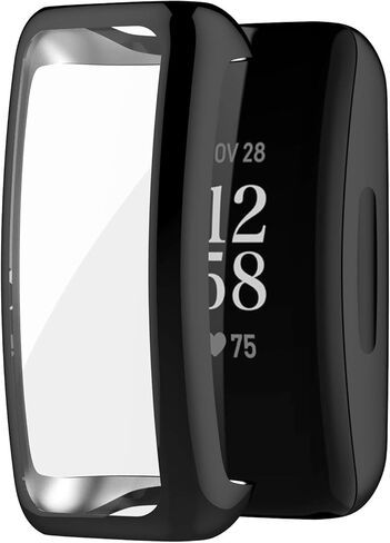 متوافق مع غطاء حافظة Fitbit Inspire 3 وواقي الشاشة، جراب واقٍ فائق النحافة وناعم بغطاء كامل لجهاز Fitbit Inspire 3 لتتبع الصحة واللياقة البدنية (فضي) in Saudi Arabia