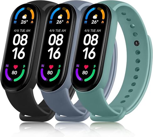 أساور بديلة من السيليكون من Amzpas لفرقة Amazfit 5/Amazfit band 6، 3 عبوات من الأساور القابلة للتعديل لـ Xiaomi Mi Band 5/Mi Band 6 للنساء والرجال in Kuwait