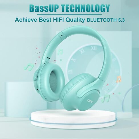 KVIDIO Bluetooth Headphones Wireless Over Ear Headsets 65H Playtime | Deep Bass, HiFi Stereo, Bluetooth 6.0, Microphone, Comfortable Fit, Foldable, Lightweight, Low Latency for Travel Home Office in Kuwait