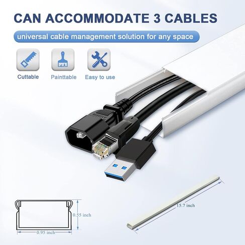 Cord Cover Wall Raceway Kit - 157" Cable Concealer, Wire Hiders for TV Wall Mounting and Wire Management, Beige in Saudi Arabia