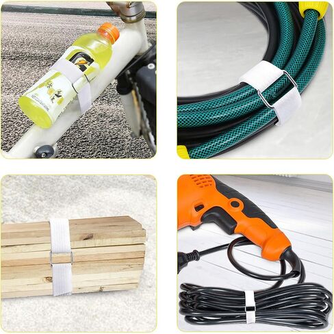 YMCRLUX 1"x32ft Hook and Loop Straps with 50 Metal Buckles, Adjustable Fastening Cable Straps, Cut-to-Length Cinch Strap, Reusable Nylon Securing Cord Ties for Organizer or Storage, 1 inch Wide, Black in Kuwait