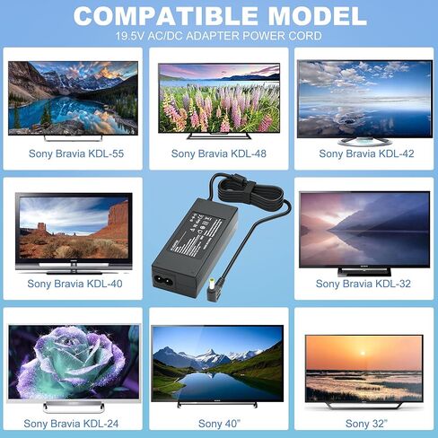 19.5V سلك الطاقة لسوني برافيا TV KDL-40 KDL-55 KDL-42 KDL-48 KDL-32 W600B W650A W674A W700B W800B سلسلة KDL-40R510C KDL-40W650D KDL48W590B KDL55W650D KDL48W600B KDL-42W650A الذكية ال اي دي ال سي دي اتش دي in Kuwait