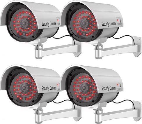 كاميرا WALI Bullet Dummy وهمية للمراقبة الأمنية CCTV على شكل قبة داخلية وخارجية مع 30 مصباح LED مضيء وملصقات تنبيه الأمان (B30-4)، 4 عبوات، أسود in Kuwait