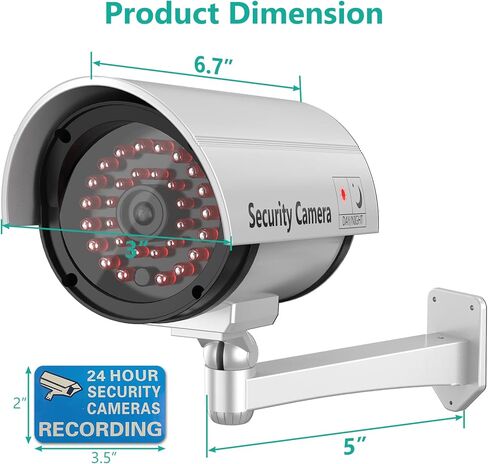 كاميرا WALI Bullet Dummy وهمية للمراقبة الأمنية CCTV على شكل قبة داخلية وخارجية مع 30 مصباح LED مضيء وملصقات تنبيه الأمان (B30-4)، 4 عبوات، أسود in Kuwait