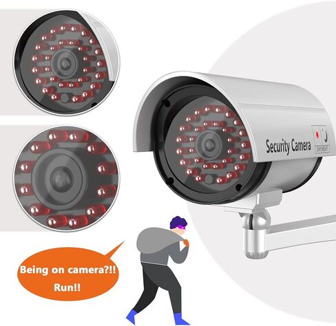 كاميرا WALI Bullet Dummy وهمية للمراقبة الأمنية CCTV على شكل قبة داخلية وخارجية مع 30 مصباح LED مضيء وملصقات تنبيه الأمان (B30-4)، 4 عبوات، أسود in Kuwait