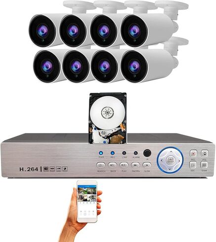 Evertech 8 قنوات HD 1080P نظام كاميرا مراقبة أمنية داخلية وخارجية 2 تيرابايت HDD in Kuwait