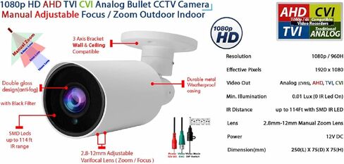 Evertech 8 قنوات HD 1080P نظام كاميرا مراقبة أمنية داخلية وخارجية 2 تيرابايت HDD in Kuwait