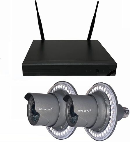 ZEUS CCTV 8 قنوات نظام Wi-Fi NVR مستقل + 2 تويست في Pro كاميرات المراقبة الأمنية ذات الإضاءة الكاشفة مجموعة تثبيت كاملة مع محرك الأقراص الصلبة in Kuwait