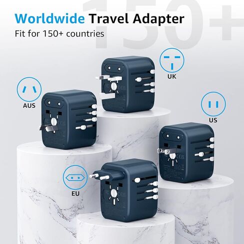 محول السفر العالمي Weimil، محول التوصيل الدولي مع منفذين USB-C ومنفذين USB-A، محول السفر محول منفذ عالمي للولايات المتحدة الأمريكية والاتحاد الأوروبي والمملكة المتحدة وأستراليا in Saudi Arabia