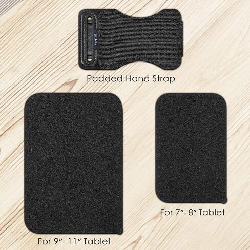 FINTIE Universal Tablet Hand Strap Holder for 7-11" Tablets, Black | [Dual Stand Supports] Detachable Padded Hook & Loop Fastening Handle Grip with Adhesive Patch for iPad/Galaxy Tab Tablets in Kuwait