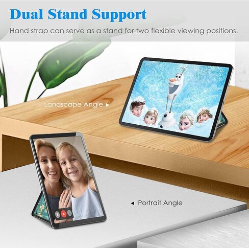 FINTIE Universal Tablet Hand Strap Holder for 7-11" Tablets, Black | [Dual Stand Supports] Detachable Padded Hook & Loop Fastening Handle Grip with Adhesive Patch for iPad/Galaxy Tab Tablets in Kuwait