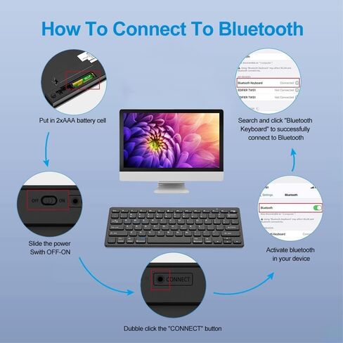 Bluetooth Keyboard for iPad, Wireless Keyboard Compatible with iPad 9th/8th/7th, iPad Air 5/4/3, iPad Pro 12.9/11 Inch, iPad Mini 6 in Kuwait