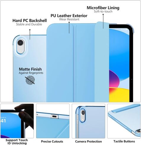 MoKo Case for iPad 10th Generation 2022, Slim Stand Hard PC Translucent Back Shell Smart Cover Case for iPad 10th Gen 10.9 inch 2022, Support Touch ID, Auto Wake/Sleep, Apricot Orange in Saudi Arabia