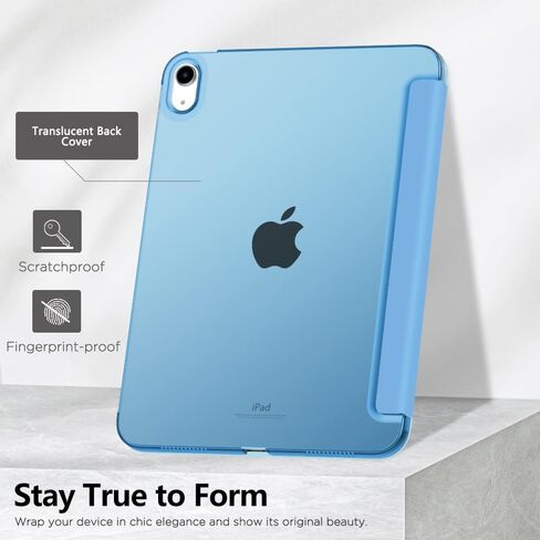 MoKo Case for iPad 10th Generation 2022, Slim Stand Hard PC Translucent Back Shell Smart Cover Case for iPad 10th Gen 10.9 inch 2022, Support Touch ID, Auto Wake/Sleep, Apricot Orange in Saudi Arabia
