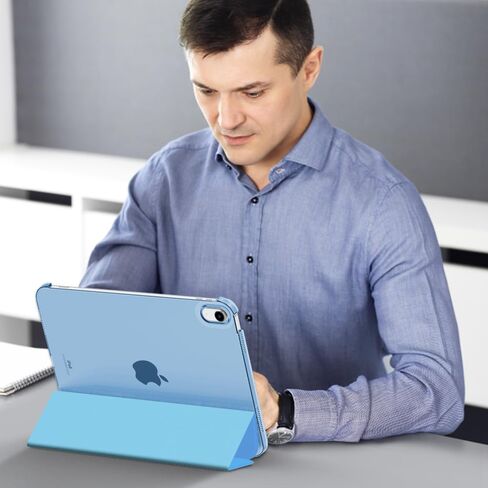 MoKo Case for iPad 10th Generation 2022, Slim Stand Hard PC Translucent Back Shell Smart Cover Case for iPad 10th Gen 10.9 inch 2022, Support Touch ID, Auto Wake/Sleep, Apricot Orange in Saudi Arabia