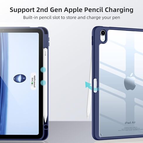 حافظة Wenlaty متوافقة مع iPad Air الجيل الخامس (2022) / الرابع (2020) حامل أقلام مقاس 10.9 بوصة، لحافظة 5/4، غطاء خلفي شفاف ذكي نحيف، وردي وردي in Saudi Arabia