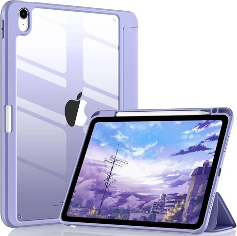 Wenlaty Compatible with iPad Air 11 Inch Case (M2) 2024 Release, for iPad Air 6th/5th/4th Generation Case (2024/2022/2020) 11/10.9 Inch with Pencil Holder, Slim Cover with Clear Back Shell, Black in Kuwait