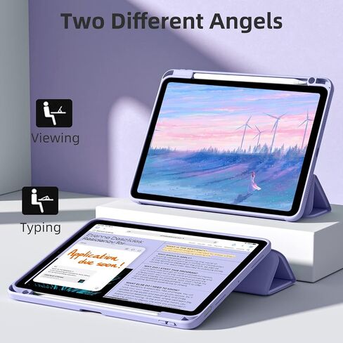 Wenlaty Compatible with iPad Air 11 Inch Case (M2) 2024 Release, for iPad Air 6th/5th/4th Generation Case (2024/2022/2020) 11/10.9 Inch with Pencil Holder, Slim Cover with Clear Back Shell, Black in Kuwait