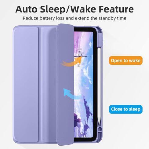 Wenlaty Compatible with iPad Air 11 Inch Case (M2) 2024 Release, for iPad Air 6th/5th/4th Generation Case (2024/2022/2020) 11/10.9 Inch with Pencil Holder, Slim Cover with Clear Back Shell, Black in Kuwait