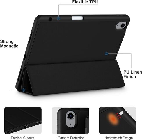 Akkerds متوافق مع حافظة iPad Air الجيل الخامس 2022/ حافظة iPad Air الجيل الرابع 2020 10.9 بوصة مع حامل أقلام [نوم/تنبيه تلقائي]، حافظة ذكية بحامل ثلاثي الطي لجهاز iPad Air 5/4، أزرق سماوي in Kuwait