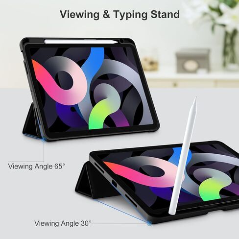 Akkerds متوافق مع حافظة iPad Air الجيل الخامس 2022/ حافظة iPad Air الجيل الرابع 2020 10.9 بوصة مع حامل أقلام [نوم/تنبيه تلقائي]، حافظة ذكية بحامل ثلاثي الطي لجهاز iPad Air 5/4، أزرق سماوي in Kuwait