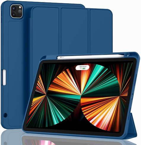 ZryXal New iPad Pro 12.9 Inch Case 2022/2021/2020(6th/5th/4th Gen) with Pencil Holder,Smart Case [Support Touch ID and Auto Wake/Sleep] with Auto 2nd Gen Pencil Charging (Midnight Green) in Kuwait