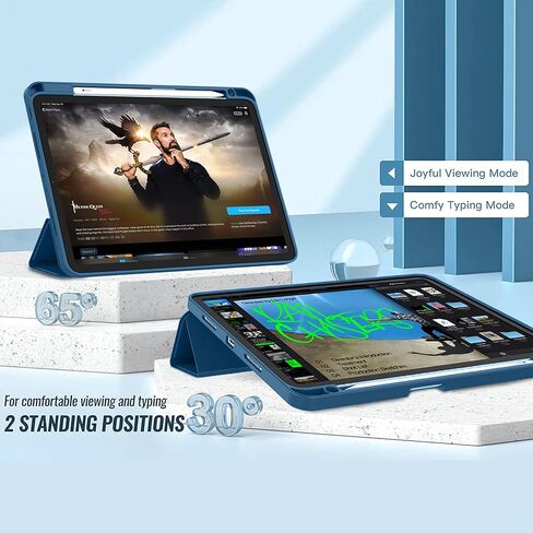 ZryXal New iPad Pro 12.9 Inch Case 2022/2021/2020(6th/5th/4th Gen) with Pencil Holder,Smart Case [Support Touch ID and Auto Wake/Sleep] with Auto 2nd Gen Pencil Charging (Midnight Green) in Kuwait