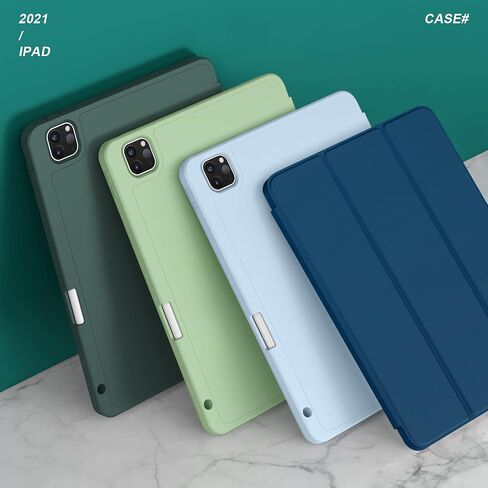 ZryXal New iPad Pro 12.9 Inch Case 2022/2021/2020(6th/5th/4th Gen) with Pencil Holder,Smart Case [Support Touch ID and Auto Wake/Sleep] with Auto 2nd Gen Pencil Charging (Midnight Green) in Kuwait