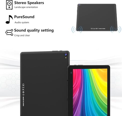 Android Tablet, 10 inch Tablets, 2GB+32GB Computer Tablet Support 512GB Expand, 2MP + 8MP Camera, IPS Screen, WiFi, Bluetooth, 6000mAh, Google GMS Certified Tableta Black in Saudi Arabia