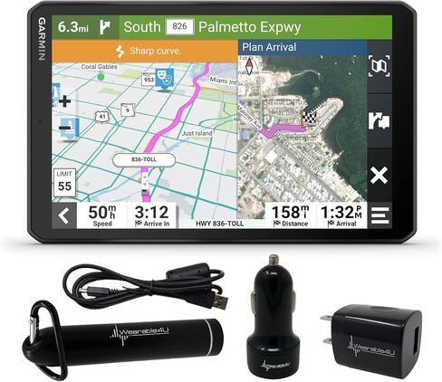 Wearable4U - Garmin RV 795 GPS Navigator, Large, Easy-to-Read 7, Custom RV Routing, High-Resolution Birdseye Satellite Imagery with Power Pack Bundle in Saudi Arabia