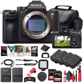 Sony Alpha a7R IV Mirrorless Digital Camera (Body Only) (ILCE7RM4/B) + 2 x 64GB Memory Card + 3 x NP-FZ-100 Battery + Corel Photo Software + Case + Card Reader + LED Light + More (Renewed) in Saudi Arabia