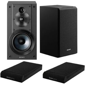 Sony SSCS5 3-Way 3-Driver Bookshelf Speaker System Bundle (Black) | Isolation Pads, (2 items) in Saudi Arabia