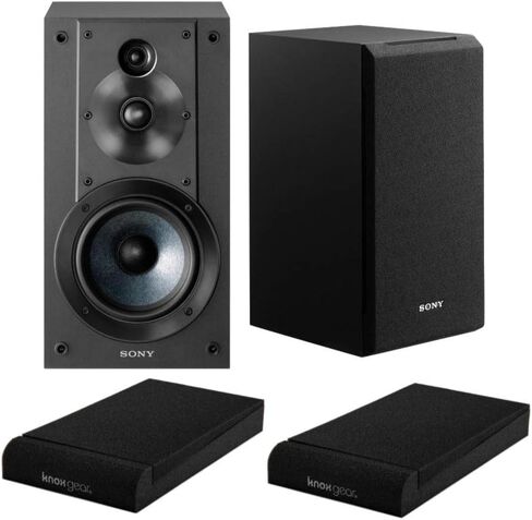 Sony SSCS5 3-Way 3-Driver Bookshelf Speaker System Bundle (Black) | Isolation Pads, (2 items) in Saudi Arabia