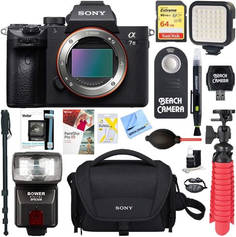 Sony a7III 24.2MP Full Frame Mirrorless Interchangeable Lens Camera Body + 64GB Memory & Flash a7III Accessory Bundle in Saudi Arabia
