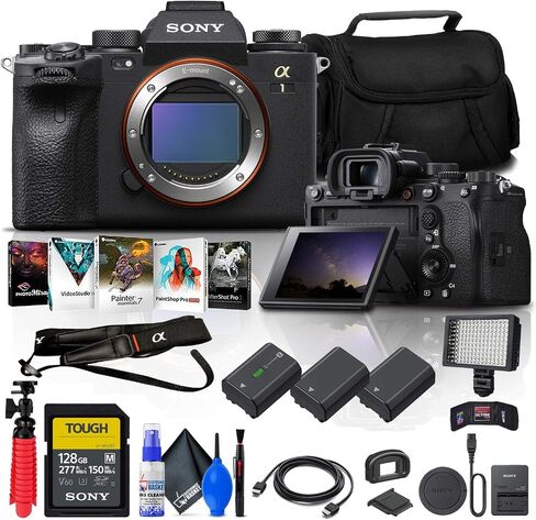 Sony Alpha 1 Mirrorless Digital Camera (Body Only) (ILCE-1/B) + 128GB Tough Memory Card + Corel Photo Software + 2 x NP-FZ100 Battery + LED Light + Case + HDMI Cable + More (Renewed) in Saudi Arabia