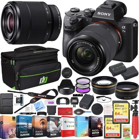 Sony a7III Full Frame Mirrorless Camera + FE 28-70mm F3.5-5.6 Lens ILCE-7M3K/B Filmmaker's Kit with DJI Ronin-SC 3-Axis Handheld Gimbal Stabilizer Bundle + Deco Photo Backpack + 64GB Card + Software in Kuwait