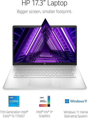 HP 17 Laptop PC, 11th Gen Intel Core i5-1155G7, 8 GB RAM, 512 GB SSD Storage, 17.3-inch Full HD IPS Display, Windows 11 Home, Anti-Glare Screen, Long Battery Life, Webcam & Mics (17-cn1020nr, 2021) in Saudi Arabia