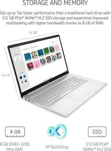 HP 17 Laptop PC, 11th Gen Intel Core i5-1155G7, 8 GB RAM, 512 GB SSD Storage, 17.3-inch Full HD IPS Display, Windows 11 Home, Anti-Glare Screen, Long Battery Life, Webcam & Mics (17-cn1020nr, 2021) in Saudi Arabia
