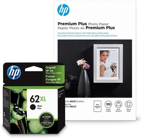 HP 62XL Black High-yield Ink cartridge | Works with HP ENVY 5540, 5640, 5660, 7640 Series, HP OfficeJet 5740, 8040 Series, HP OfficeJet Mobile 200, 250 Series | Eligible for Instant Ink | C2P05AN in Saudi Arabia
