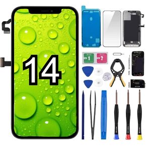 مجموعة استبدال شاشة iPhone 14، محول رقمي لإصلاح شاشة LCD الخلوية مقاس 6.1 بوصة تعمل باللمس مع طقم إصلاح + واقي شاشة in Kuwait