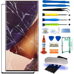 Agzssl لهاتف Samsung Galaxy Note 10 Plus طقم إصلاح الزجاج الأمامي استبدال الشاشة 6.8 بوصة زجاج الشاشة الخارجي بما في ذلك لاصق الإطار المقاوم للماء، وغراء إصلاح وأداة المصباح (بدون محول رقمي، بدون شاشة LCD) in Kuwait