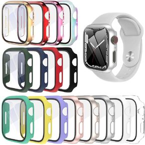 [16 Pack] Hard PC Case with Screen Protector Compatible for Apple Watch Series 4/5/6/SE 44mm, Full Edge All Around Protective Bumper Anti-Scratch Frame Cover for iWatch Smartwatch Accessories in Kuwait
