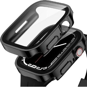Anlinser 2 Pack Cases متوافق مع Apple Watch Case 45mm Series 8 Series 7 مع واقي شاشة من الزجاج المقسى، غطاء حماية رفيع ممتص للصدمات مصمم لـ iWatch (ذهبي وردي/شفاف) in Kuwait
