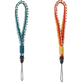 2 PCS Phone Wrist Strap, Cell Phone Lanyard, with 2× Phone Tether Tab, Handmade Macrame Keychain, Phone Case Wrist Lanyard for Women Girls(White+Black)