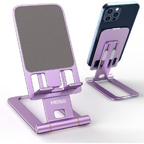 MEISO Foldable Aluminum Desktop Phone Stand, Portable Phone Stand, Adjustable Height Phone Holder, Cellphone Cradle Compatible with iPhone Pro/Max/Mini, Samsung Galaxy, Pixel Smartphone in Kuwait